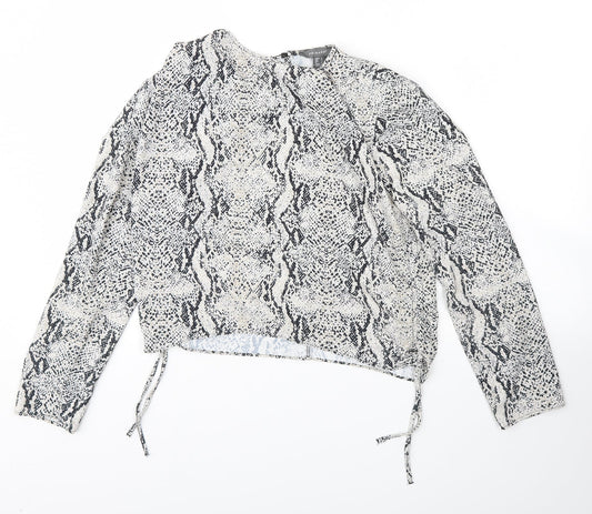 Primark Womens White Animal Print  Basic Blouse Size 8  - Shoulder Pads