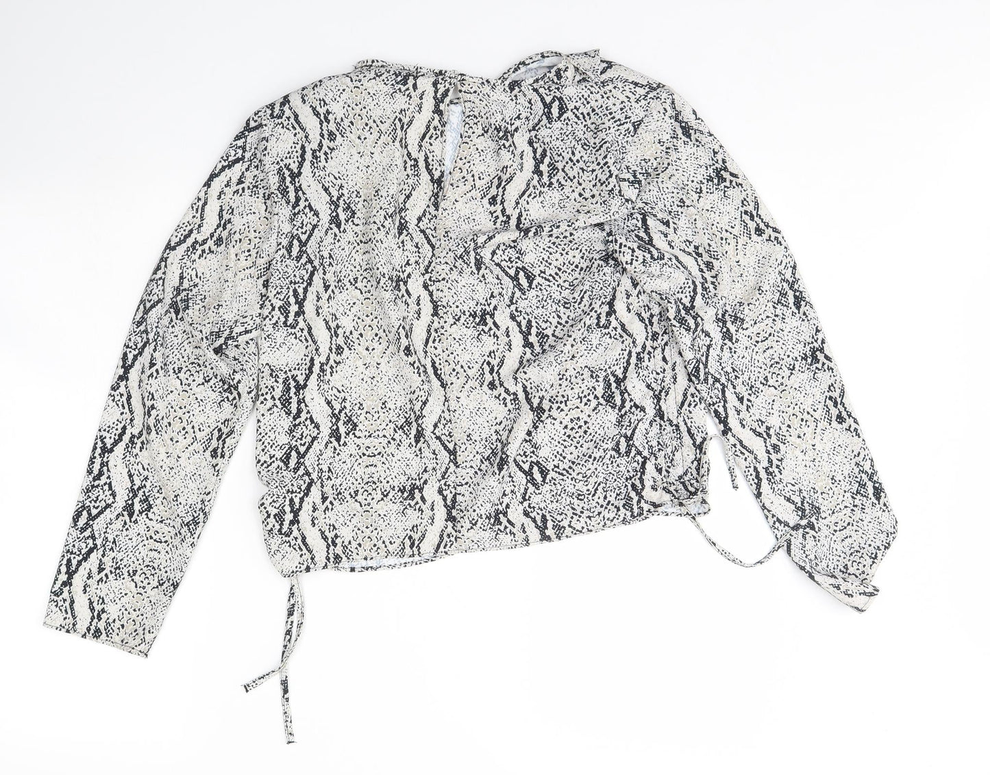 Primark Womens White Animal Print  Basic Blouse Size 8  - Shoulder Pads