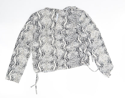 Primark Womens White Animal Print  Basic Blouse Size 8  - Shoulder Pads