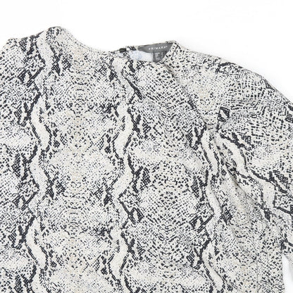 Primark Womens White Animal Print  Basic Blouse Size 8  - Shoulder Pads
