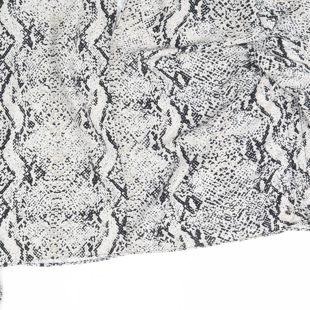 Primark Womens White Animal Print  Basic Blouse Size 8  - Shoulder Pads