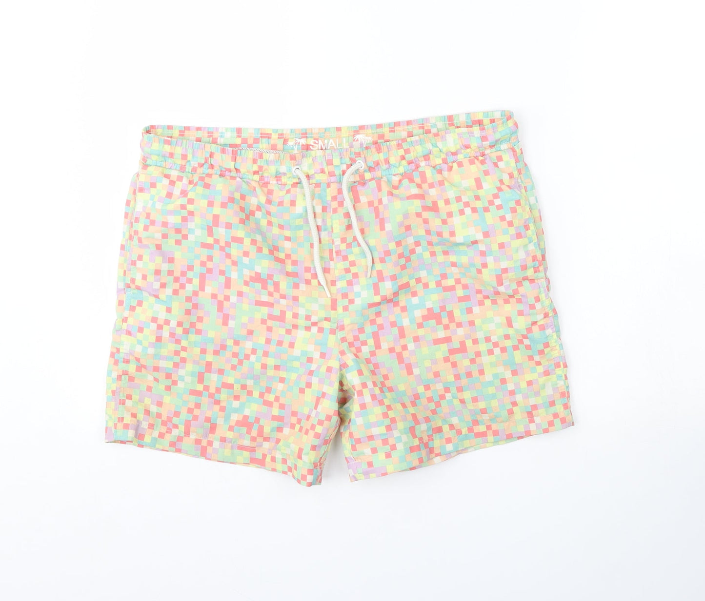 Preworn Mens Yellow Geometric  Sweat Shorts Size S - Swimming