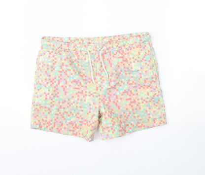 Preworn Mens Yellow Geometric  Sweat Shorts Size S - Swimming