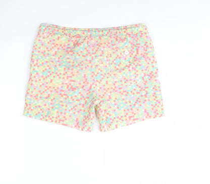 Preworn Mens Yellow Geometric  Sweat Shorts Size S - Swimming