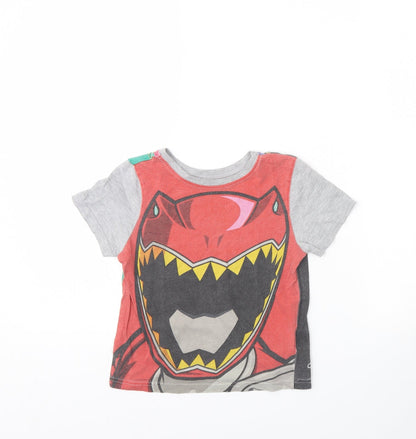 George Boys Grey   Basic T-Shirt Size 4 Years  - power rangers