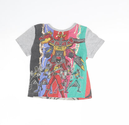 George Boys Grey   Basic T-Shirt Size 4 Years  - power rangers