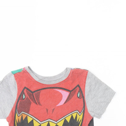 George Boys Grey   Basic T-Shirt Size 4 Years  - power rangers