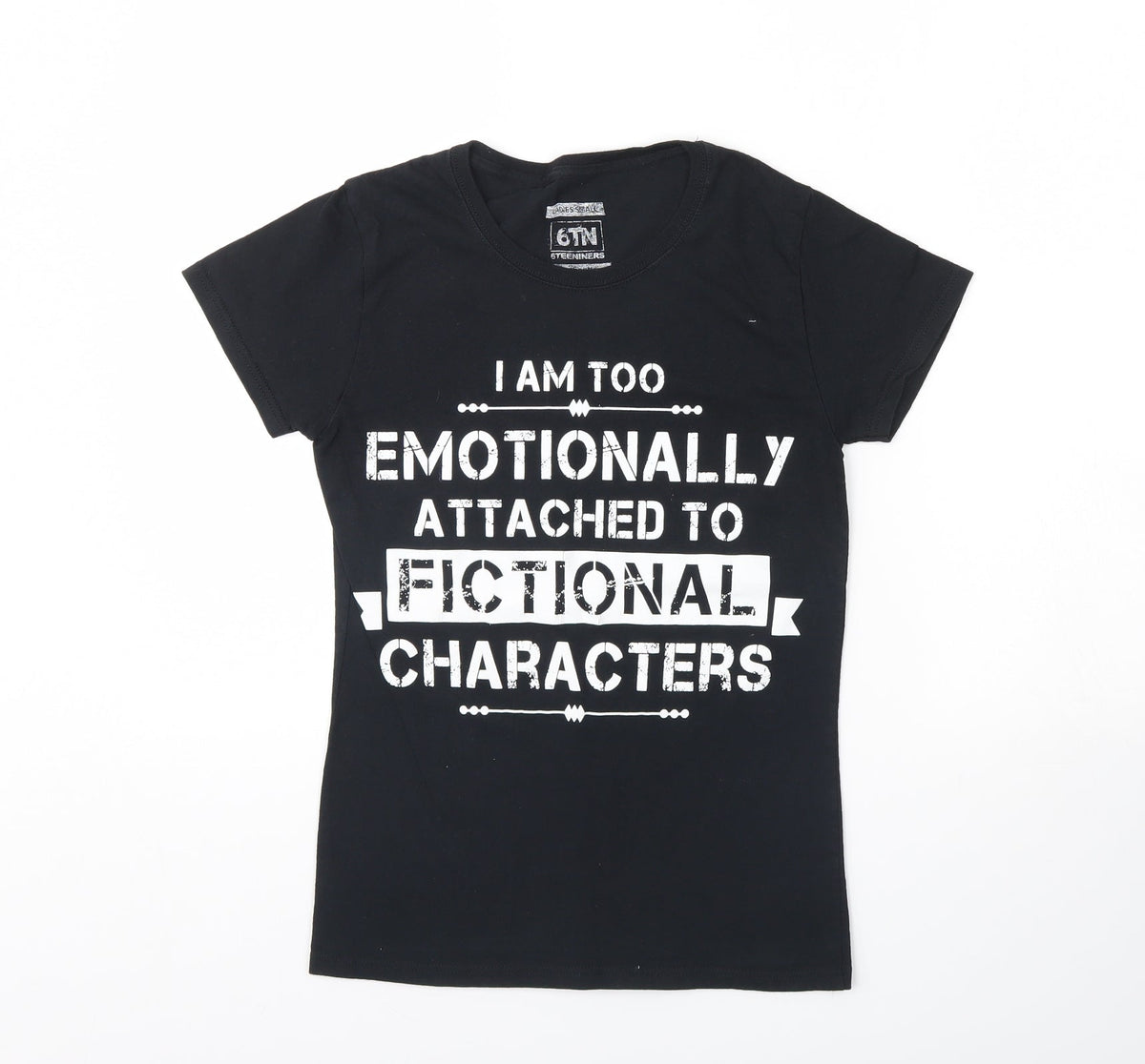Additional front view of 6tn women’s black basic t-shirt, size S, - fictional characters