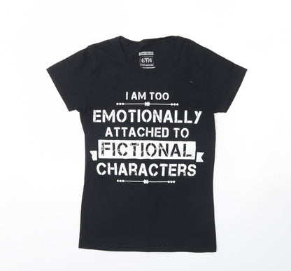Additional front view of 6tn women’s black basic t-shirt, size S, - fictional characters