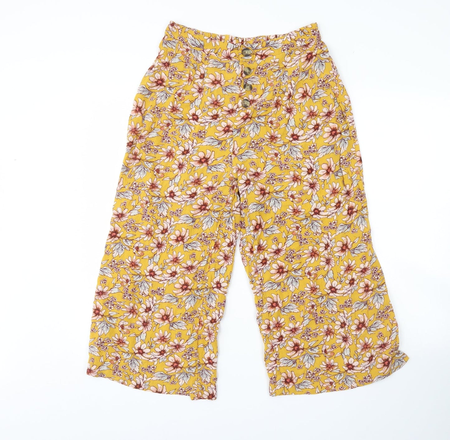 American eagle Womens Yellow Floral  Trousers  Size M L21 in