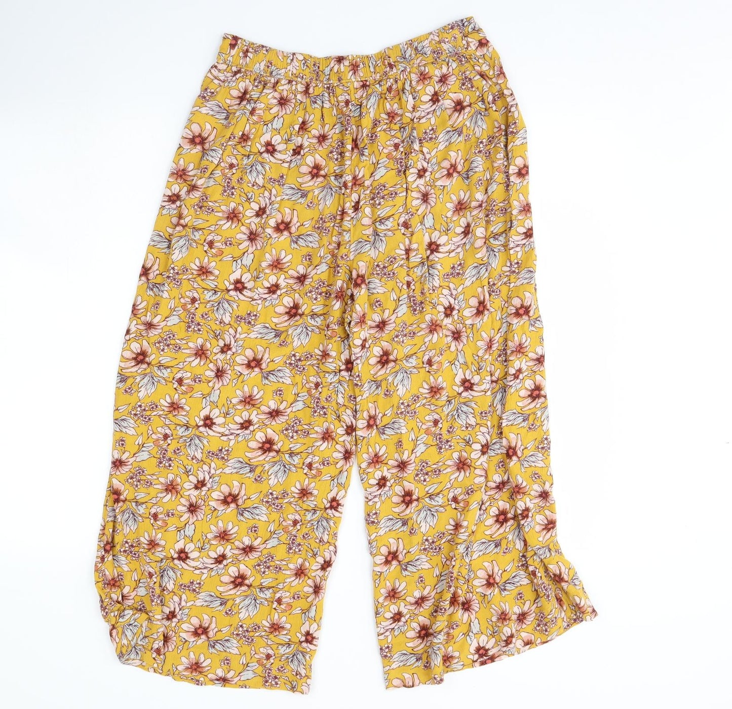 American eagle Womens Yellow Floral  Trousers  Size M L21 in