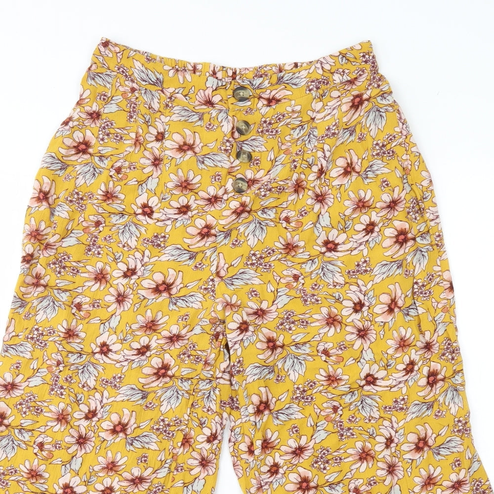 American eagle Womens Yellow Floral  Trousers  Size M L21 in
