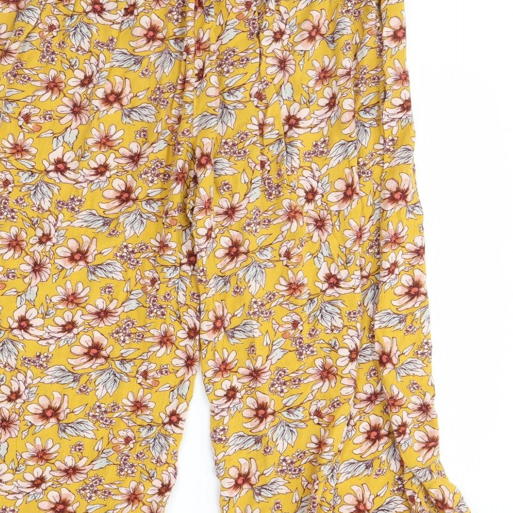 American eagle Womens Yellow Floral  Trousers  Size M L21 in