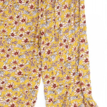 American eagle Womens Yellow Floral  Trousers  Size M L21 in