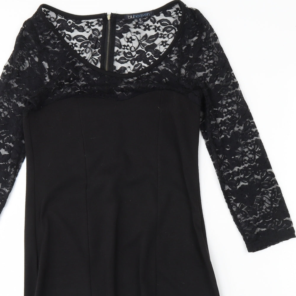 Close-up detail of Bluheaven women’s black mini, size S