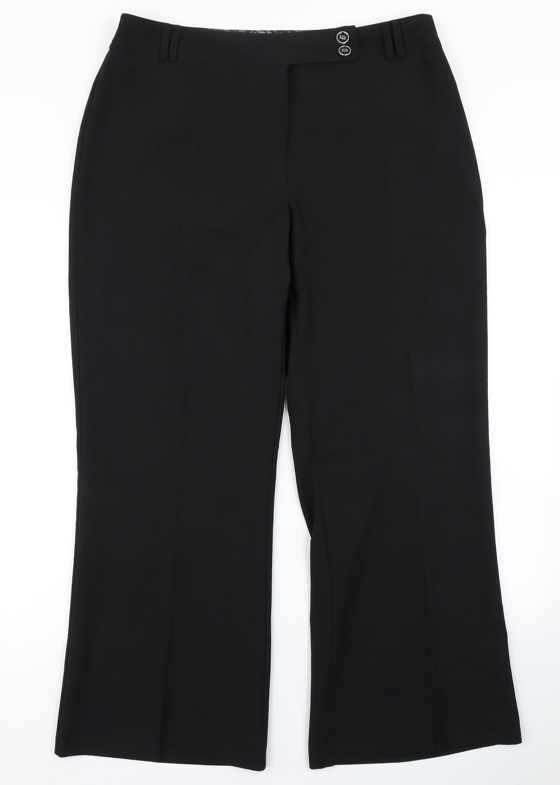 Womens UK Size 16 M&Co Regular Fit Dress Pants Black Trousers
