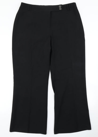 Womens UK Size 16 M&Co Regular Fit Dress Pants Black Trousers