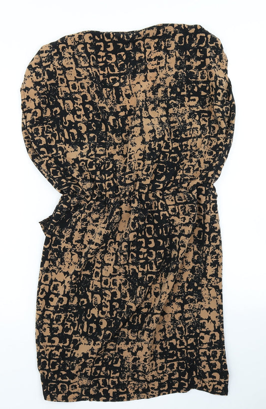 Topshop Womens Brown Geometric  Wrap Dress  Size 8