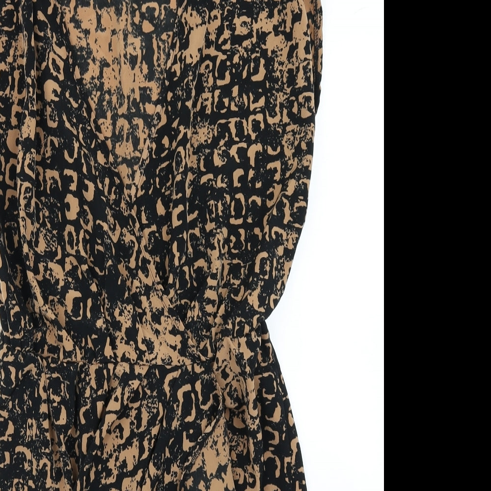 Topshop Womens Brown Geometric  Wrap Dress  Size 8