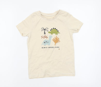 Asda George Boys Beige Animal Print  Basic T-Shirt Size 6-7 Years
