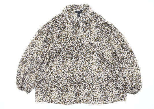 Primark Womens Multicoloured Animal Print  Basic Button-Up Size 16