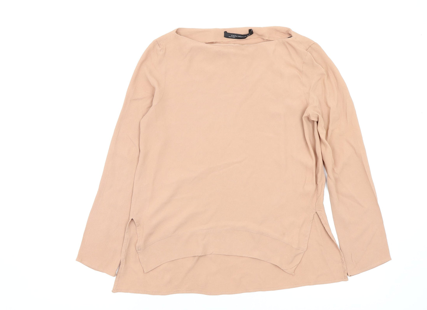 Womens UK Size 4 Zara Beige Basic Blouse