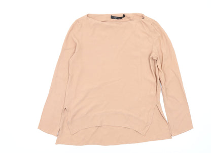 Womens UK Size 4 Zara Beige Basic Blouse