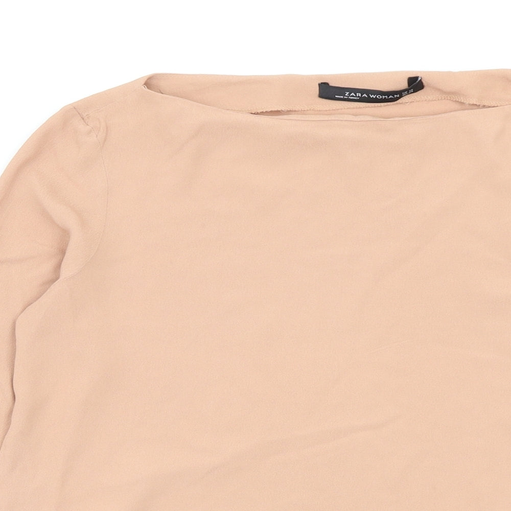Womens UK Size 4 Zara Beige Basic Blouse