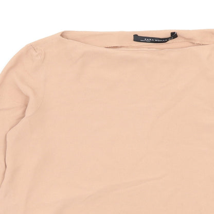 Womens UK Size 4 Zara Beige Basic Blouse