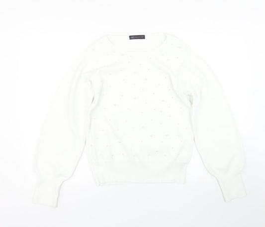 Womens UK Size 12 M&S White Pullover Jumper