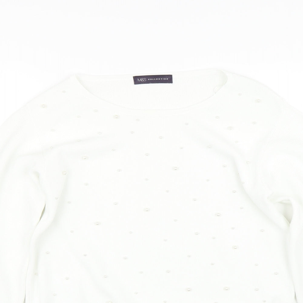 Womens UK Size 12 M&S White Pullover Jumper
