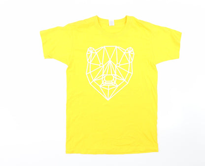 Mens UK Size S Fruit of the Loom Yellow  T-Shirt