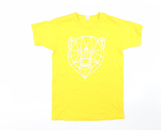 Mens UK Size S Fruit of the Loom Yellow  T-Shirt