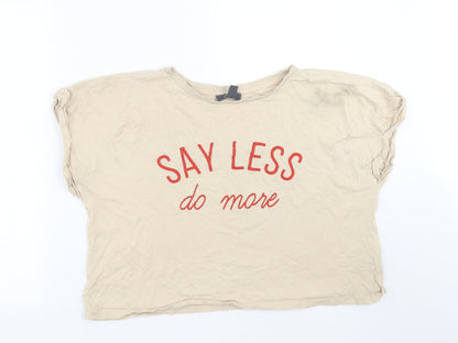 Primark Womens Beige   Cropped T-Shirt Size L  - Say less do more