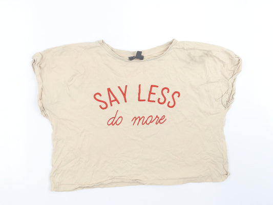 Primark Womens Beige   Cropped T-Shirt Size L  - Say less do more