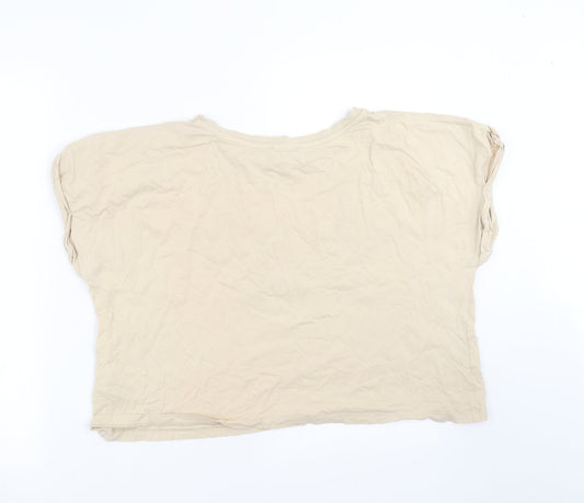 Primark Womens Beige   Cropped T-Shirt Size L  - Say less do more