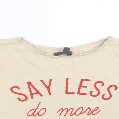 Primark Womens Beige   Cropped T-Shirt Size L  - Say less do more