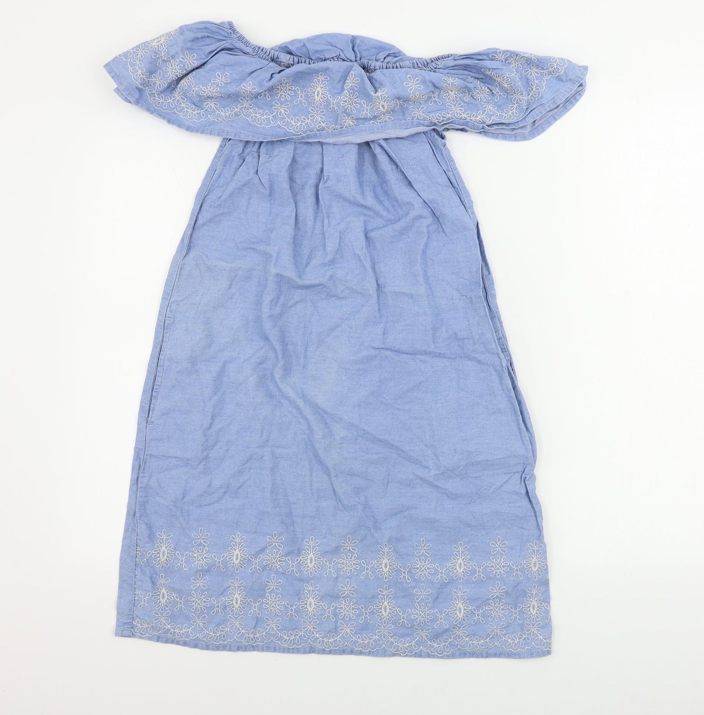 denim co Womens Blue Floral  A-Line  Size 8