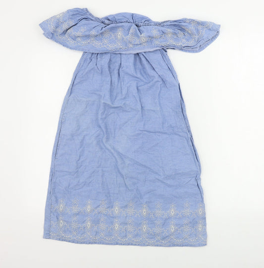 denim co Womens Blue Floral  A-Line  Size 8