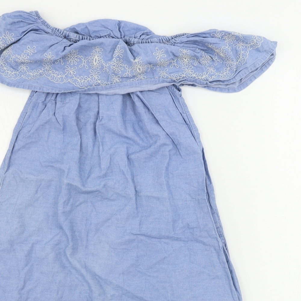 denim co Womens Blue Floral  A-Line  Size 8