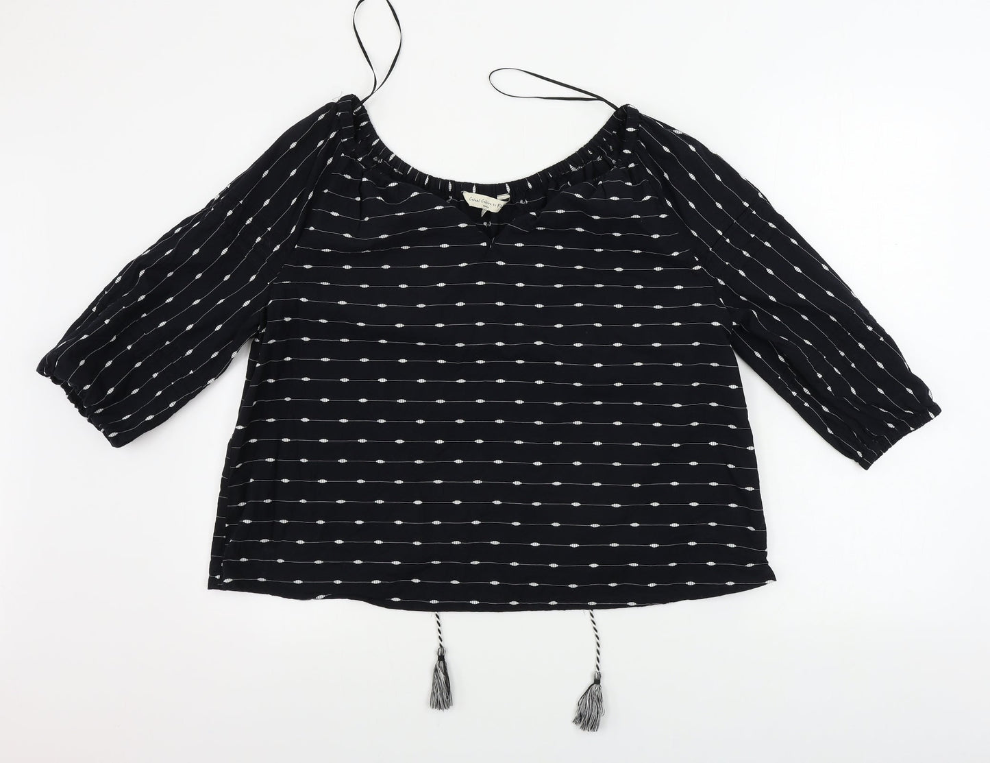 F&F  Womens Black Striped  Basic Blouse Size 10