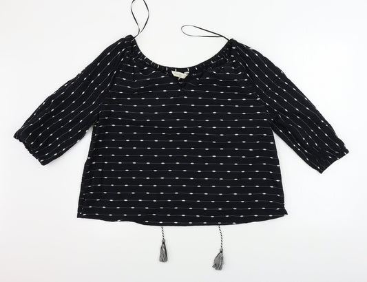 F&F  Womens Black Striped  Basic Blouse Size 10