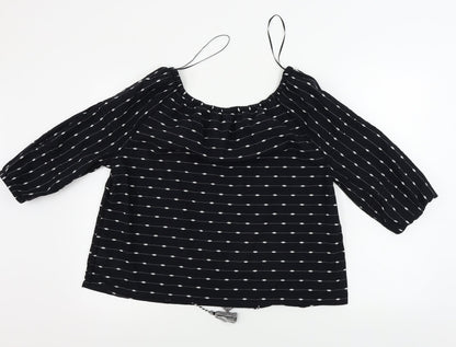 F&F  Womens Black Striped  Basic Blouse Size 10