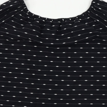 F&F  Womens Black Striped  Basic Blouse Size 10