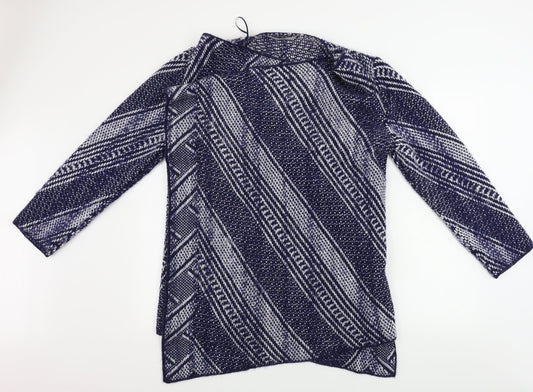 George  Womens Blue Geometric  Cardigan Jumper Size L