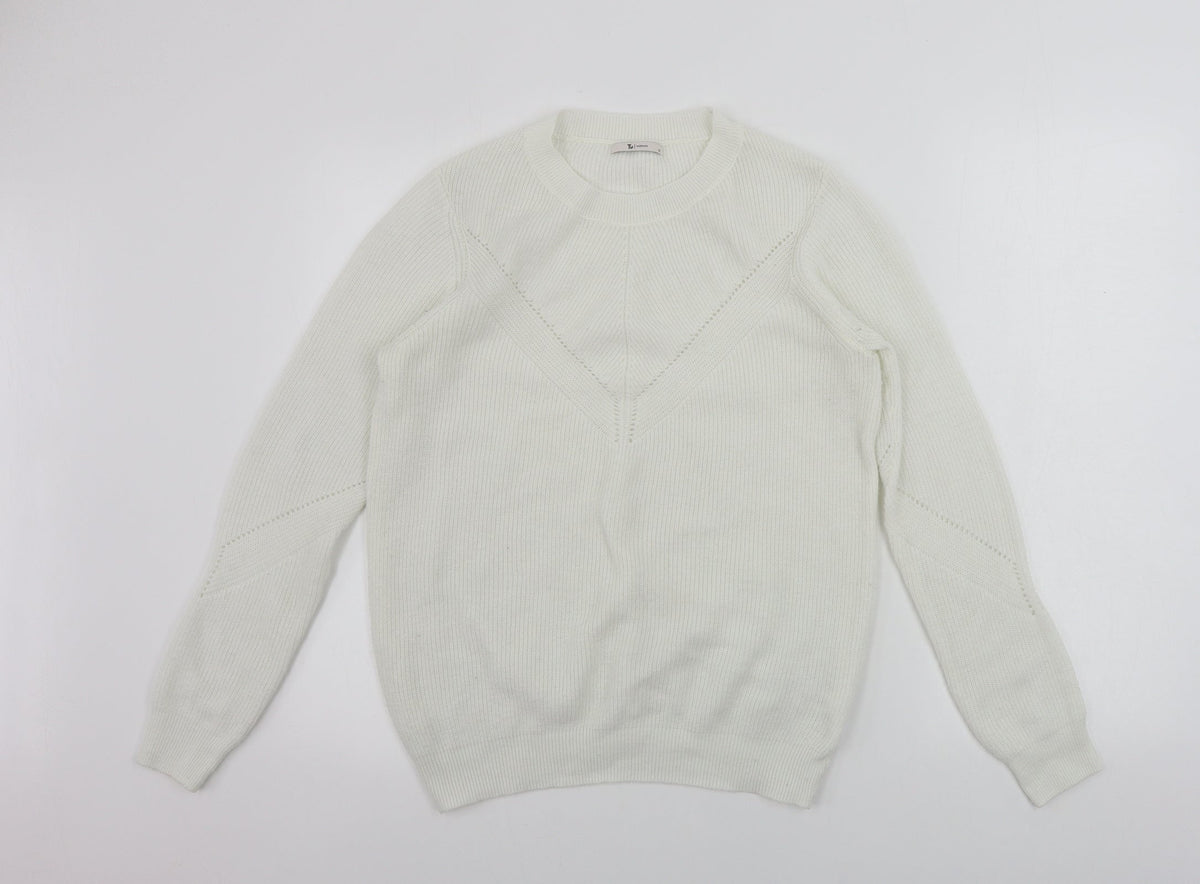 Additional front view of Tu women’s white jumper, size UK 12