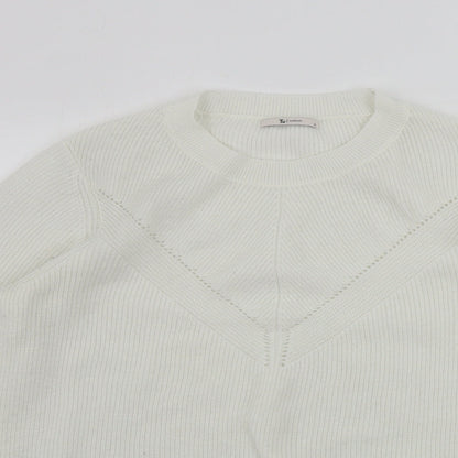 Close-up detail of Tu women’s white jumper, size UK 12