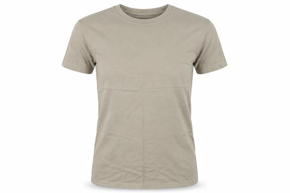 Front view of Blue Cherry women’s brown basic t-shirt, size S
