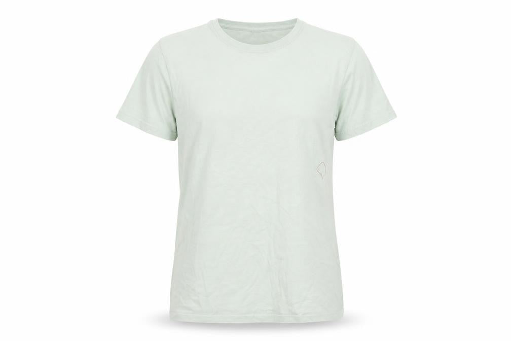 Front view of Blue Cherry women’s green basic t-shirt, size S