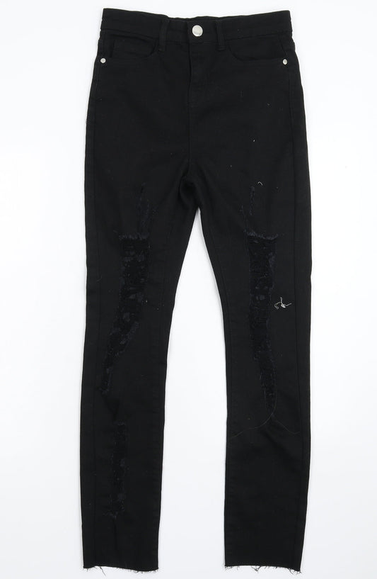 Denim & Co. Womens Black  Denim Skinny Jeans Size 8 L28 in